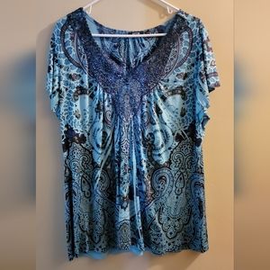 Apt9 multi colored blouse with shiny beads 2X